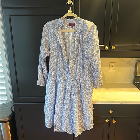 J. Crew Liberty Blue Floral Midi Dress, Size XL Tall - Picture 2 of 13